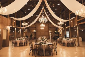 Camarillo Ranch barn set up for a wedding after party